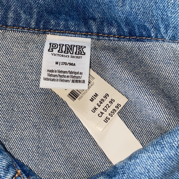 NEW ♥️  PINK VICTORIA’S SECRET ♥️ Cropped Oversized Denim Jacket ♥️  M - Picture 14 of 16